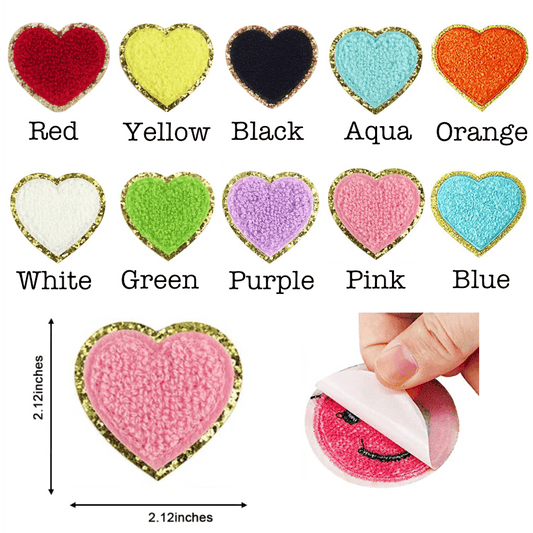 Self Adhesive Chenille Heart Patches